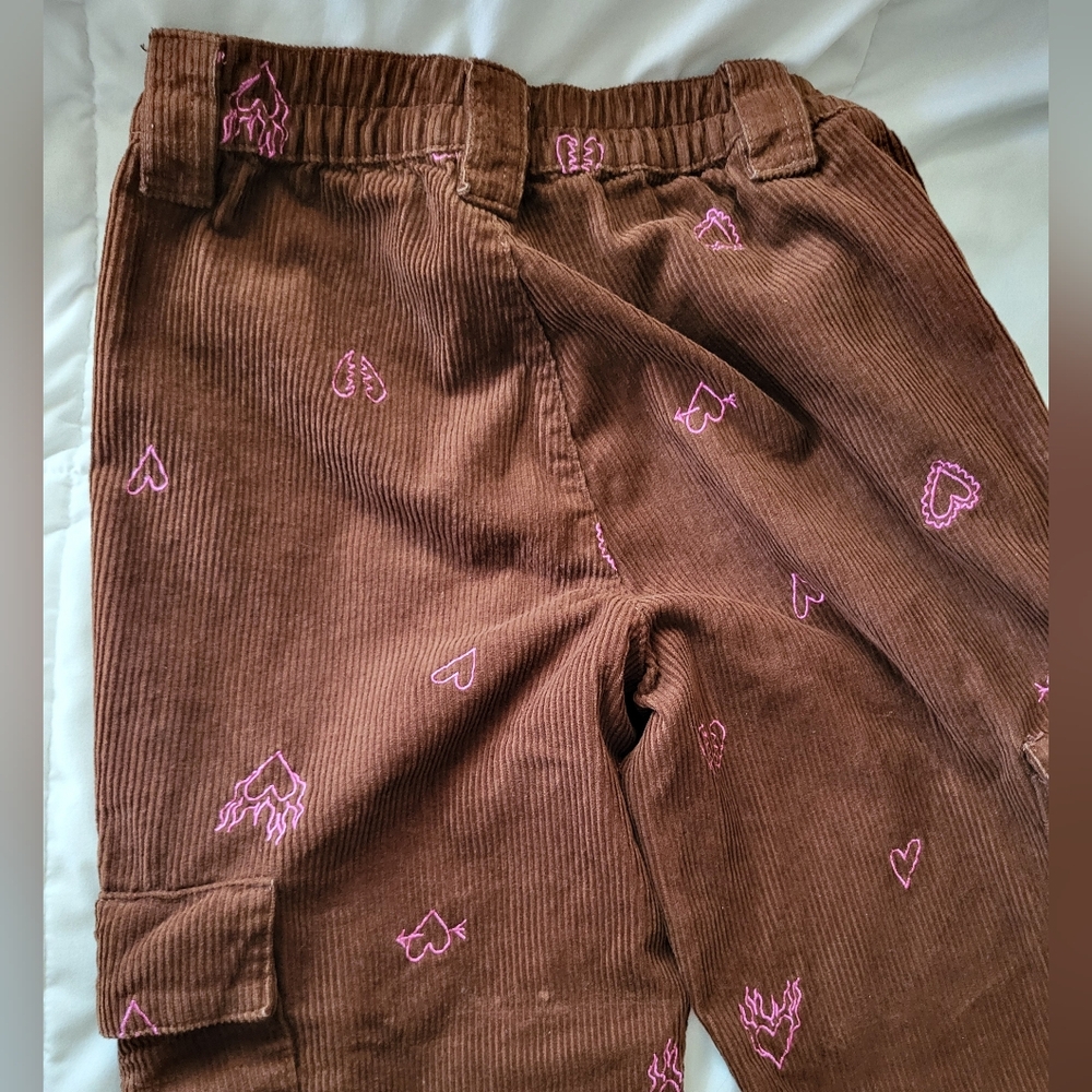* Pacsun Corduroy‎ Jeans Pink Heart Back To School In Style XS Junior - Picture 4 of 9